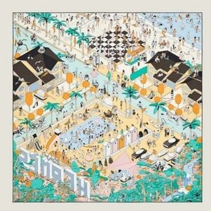 Hermes On The Beach Illustrated Silk Scarf In Creme Menthol Eben